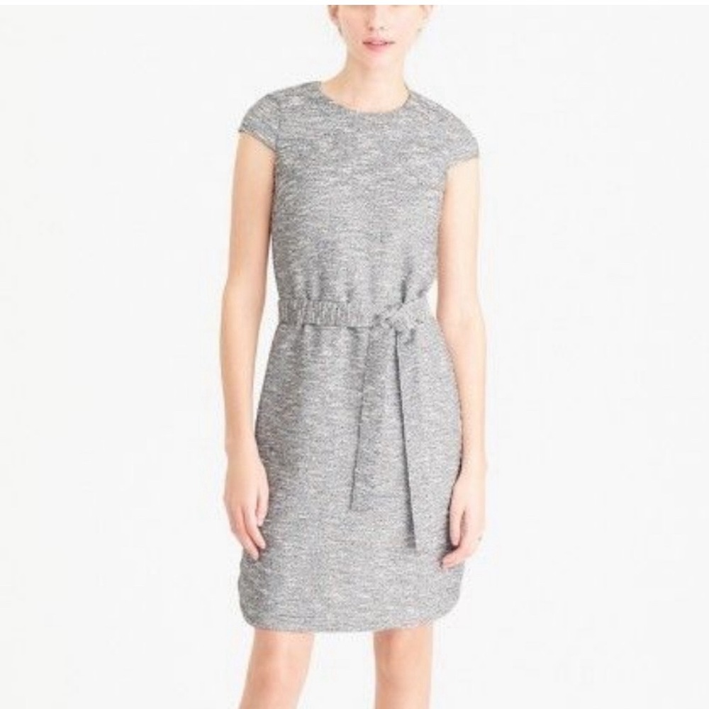 J. Crew Black and White Belted Tweed Dress